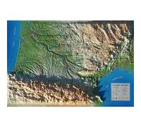 Carte en relief de l'occitanie - sud ouest - Echelle planimétrique : 1 : 900 000, Echelle altimétrique : 1 : 160 000 - 3DMAP - 3dmap - Atlas / carte