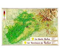 Carte en relief - Haute Saône & Territoire de Belfort - 21 x 31 cm | Relief Editions