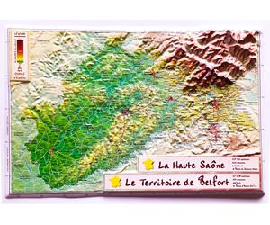 Carte en relief - Haute Saône & Territoire de Belfort - 21 x 31 cm | Relief Editions