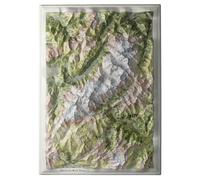 Carte en relief - Massif du Mont Blanc (Aquarellée) - 50 x 70 x 9 cm | Dénivelés Editions