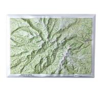 Carte en relief - Monts du Cantal - 70 x 50 x 4 cm | Dénivelés Editions