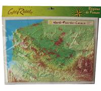 Carte en relief - Nord-Pas-de-Calais - 42 x 31 cm | Relief Editions
