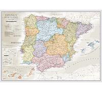Carte Espagne et Portugal plastifiée - 59,4 x 42 cm - Couleurs classiques