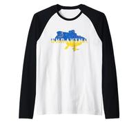 Carte et Drapeau ukrainiens Souvenir - Ukraine Vieilli Manche Raglan