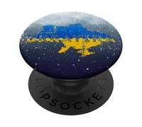 Carte et Drapeau ukrainiens Souvenir - Ukraine Vieilli PopSockets PopGrip Adhésif