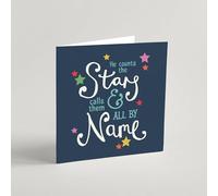 Carte et enveloppe pour nouveau-né « He Counts The Stars »