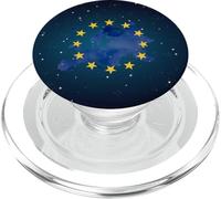 Carte Europe Europe Union Européenne étoiles Jaunes Nuit étoilée EU PopSockets PopGrip pour MagSafe