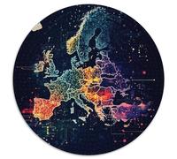 Carte européenne 1000 Pièces Puzzle Rond Terre Adultes Et Enfants Unique Réduction du Stress Activité Familiale 1000pcs (67.5x67.5cm)