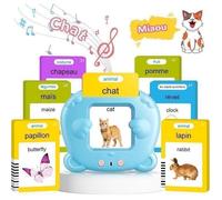 Carte Flash Parlante Francais, Cartes éducatives 224 Mots, Jouet Educatif pour écouter et Apprendre Cadeau Enfant, Bleu QIEDOVIEY