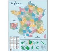 Carte France Administrative, Routière et Dom-Tom - Cbg - Murale Pélliculée 66x84,5cm - 4 œillets pour suspension