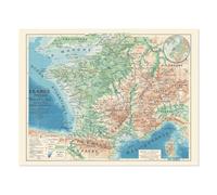Carte : France physique - Relief du sol - Cours d'eau - Canaux de navigation: 850 x 650 mm