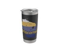 Carte générale de l'État du Wisconsin, États-Unis Gobelet isotherme en acier inoxydable double paroi