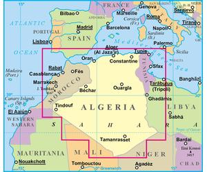 Carte géographique - Algérie, Maroc, Tunisie | Gizi Map