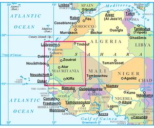 Carte géographique - Mauritanie et Sahara Occidental | Gizi Map