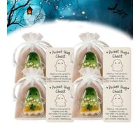 Carte Ghost Pocket, Adorable Mini Breloque, Adorable Pochette Hug Ghost Avec Carte D'encouragement, Cadeau Inspirant Pour Les Amis, Cadeau De Soutien Émotionnel Pour Halloween (B-4PCS)