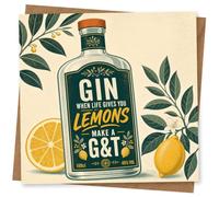 Carte Gin When Life Gives You Lemons Make a G&T Card, motif amusant de citron et de bouteille de gin pour anniversaire, célébration ou juste comme ça