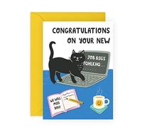 Carte « Good Luck In Your New Job » - Cartes de départ pour collègues - Carte amusante pour nouvel emploi - Carte chat - Livrée avec des autocollants amusants - Fabriquée au Royaume-Uni par Central 23
