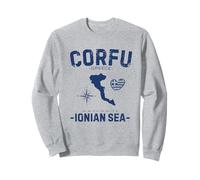 Carte GPS de la mer Ionienne de Corfou Île de Grèce Vacances Drapeau Grec Sweatshirt