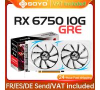 Carte graphique de jeu SOYO AMD Radeon RX6750 GRE 10 Go, mémoire GDDR6, PCIEx16 4.0 pour ordinateur de bureau, cartes vidéo RX 6750 8pin Graphics Card