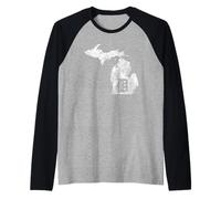 Carte Graphique Detroit Michigan D Mitten - Motor City Design Manche Raglan
