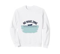Carte Graphique No Wake Zone Boating Lake Life Sweatshirt, Unisexe pour Adultes, Blanc, S