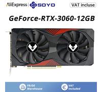 Carte graphique SOYO RTX 3060 12GB GDDR6 192Bit PCI Express 4.0 ×16 8Pin NVIDIA GPU Rtx 3060 Carte vidéo de jeu GPU de bureau RTX3060 12GB