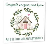 Carte Happy New Home - Happy Memories - Carte mignonne pour pendaison de crémaillère