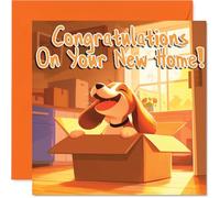 Carte Happy New Home pour homme et femme - Beagle - Carte de félicitations pour pendaison de crémaillère pour amis, famille, collègue, voisin, 145 mm