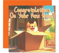 Carte Happy New Home pour homme et femme - Chien - Carte de félicitations pour pendaison de crémaillère pour amis, famille, collègue, voisin, 145 mm