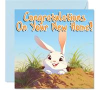 Carte Happy New Home pour homme et femme - Lapin - Carte de félicitations pour pendaison de crémaillère pour amis, famille, collègue, voisin, 145 mm