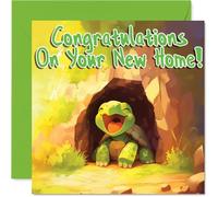 Carte Happy New Home pour homme et femme - Tortue - Carte de félicitations pour pendaison de crémaillère pour amis, famille, collègue, voisin, 145 mm