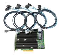 Carte HBA Compatible avec LSI 9300-16i Mode IT 16 Ports avec câbles SATA | Double SAS3008, PCIe 3.0 x8, 4 câbles 8643 vers 4× SATA, carte d’extension PCIe SATA, prise en charge expandeur SAS pour NAS