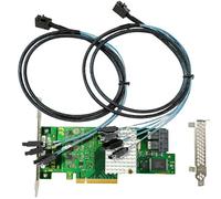 Carte HBA SAS Compatible avec LSI 9211 et 9300-8i Mode IT avec câbles SATA | SAS3008, PCIe 3.0 x8, 2 câbles 8643 vers 4× SATA, carte d’extension PCIe SATA, contrôleur HBA pour ZFS TrueNAS unRAID et NAS