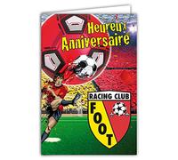 AFIE Carte Heureux Anniversaire Football Logo Rouge Sang et Or Jaune Supporters Maillot Stade Racing Club RC Coupe Ligue Champions - Enveloppe Incluse - Fabriquée en France 65-1338