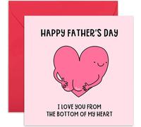 Carte humoristique pour la fête des pères - « Love You from the Bottom of My Heart » - Message attentionné pour papa - Intérieur vierge avec enveloppe