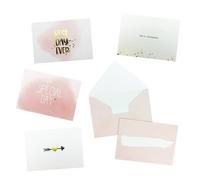Carte illustrée rose blanc et doré avec enveloppe 4 pièces