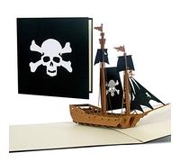 Carte invitation anniversaire de pirate, parfait pour les anniversaires enfant à thème pirate, ou comme cadeau à tous les pirates Avec beateau de pirate pop up 3D, B15