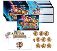 Carte invitation Anniversaire Pat-patrouil(Français), Cartes D'invitation pour Enfants, 12 Carte D'invitation+12pcs Enveloppe+12pcs Autocollant, Invitations De Anniversaire Pour Garçon et Fille (3)