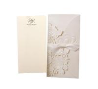 Carte Invitation Mariage Carte d'invitation de mariage découpée au Laser, cartes vœux personnalisées avec cœur d'amour ruban, fournitures réception , 5/10 pièces Universel(White cover insert,10pcs)