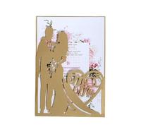 Carte Invitation Mariage Carte d'invitation de mariage for les mariés, 25 pièces, carte vœux en forme cœur d'amour, fournitures décoration for fête la saint-valentin Universel(Gold Cover and inner)