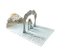 Carte Invitation Mariage Invitations de mariage pop-up 3D en or rose for mariés, cartes vœux découpées au laser, enveloppes, d'invitation for fête prénuptiale(Silver)
