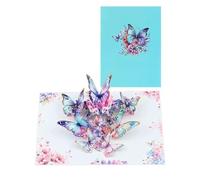 Carte Invitation Pop Up 3D Carte Pop Up 3D faite à la main, carte de bénédiction papillon for tous les anniversaires, mariages, remise diplôme(Blue butterfly)