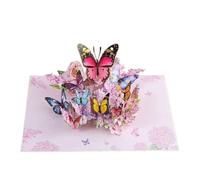 Carte Invitation Pop Up 3D Carte Pop Up 3D faite à la main, carte de bénédiction papillon for tous les anniversaires, mariages, remise diplôme(Butterfly pink)