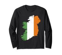 Carte irlandaise et drapeau de l'Irlande Patrimoine de la Saint-Patrick Manche Longue