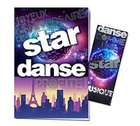 Carte Joyeux Anniversaire de Star Danse Musique Profite - Marque-page Argenté Brillant - Enveloppe Incluse - Emission TV Concours Gagnant Victoire Saisons Paris - Fabriquée en France - Afie 65-1313