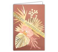 AFIE Carte Joyeux Anniversaire en Or Doré Brillant Scintillant Chic pour Femme - Enveloppe Incluse - Bouquet de Fleurs Orchidée Oiseau de Paradis Pampa Rose Féminin - Fabriquée en France 65-1307