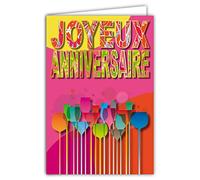 Carte Joyeux Anniversaire Femme Pétillante Bulles Bonheur Verres avec Enveloppe Format 12x17,5cm Papier 300gr issu de forêts gérées durablement Brillant Fabriqué en France Vie en Couleurs AFIE 69-8006