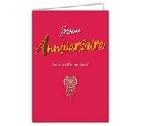 Carte Joyeux Anniversaire Fille Femme Attrape-Rêve Fais de tes Rêves une Réalité avec Enveloppe Format 12x17,5cm Papier 300gr issu de forêts gérées durablement Brillant Fabriqué en France AFIE 69-8013