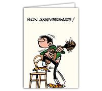 Carte Joyeux Anniversaire Gaston Lagaffe Vintage Origine Musique Guitare BD Bande Dessinée Humoristique Humour Belge Personnage Gag Gaffes Franquin - Avec Enveloppe Illustrée 17,5x12cm - GLCT-0186