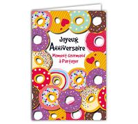 Carte Joyeux Anniversaire Moment Gourmand à Partager Goûter Illustration Donuts avec Enveloppe Format 12x17,5cm Papier 300gr issu de forêts gérées durablement Brillant Fabriqué en France AFIE 69-8029
